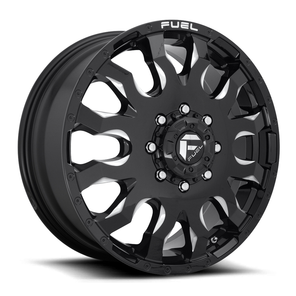 FUEL BLITZ DUALLY FRONT D673 Gloss Black & Milled