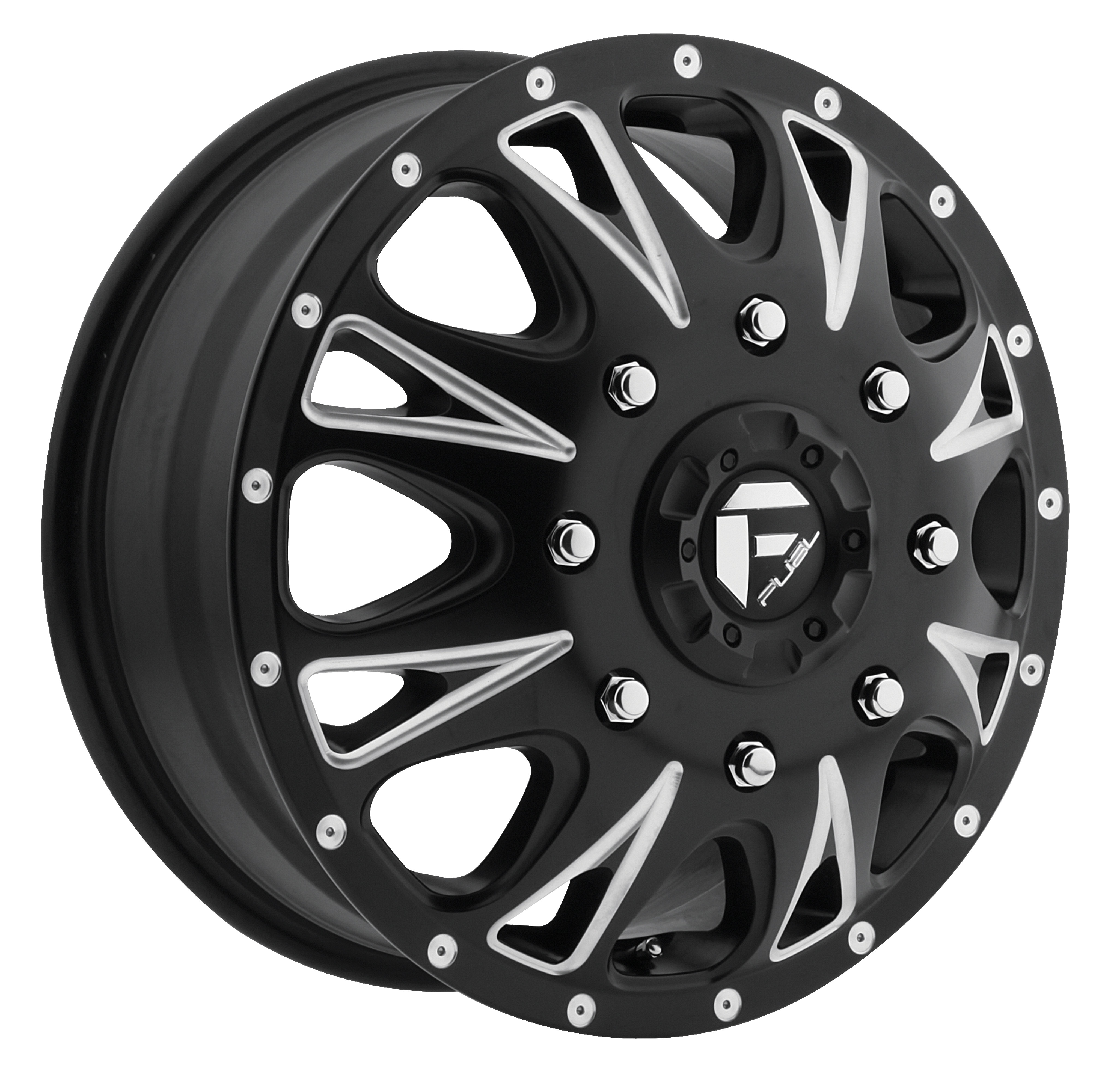 FUEL THROTTLE DUALLY FRONT D513 Matte Black & Milled